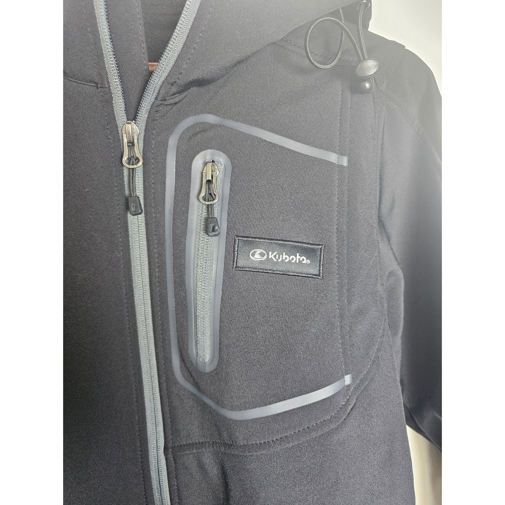 PTX Kubota Softshell Jacket Mens Small Black Hooded Techwear Fleece Lined - Picture 8 of 8